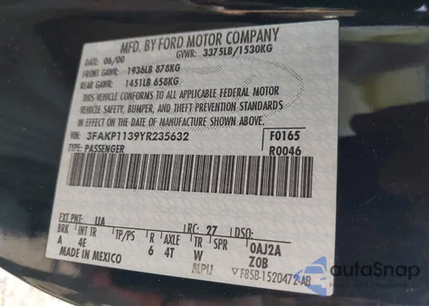 2000 Ford Escort Zx2 from USA, damaged, VIN 3FAKP1139YR235632